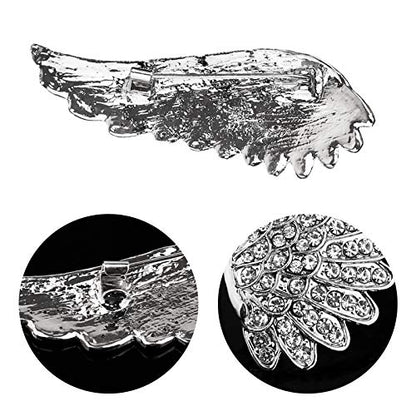 Pearl Diamond Brooch Pins for Dress Sweater Scarf, Wedding Party Decoration Birthday Christmas Gift - style: Angel Wing (Silver)
