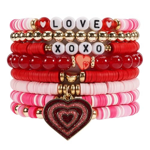 Twinfree Bohemia Beaded Bracelet for Women, Polymer Clay Stretch Bracelets - color: color 58