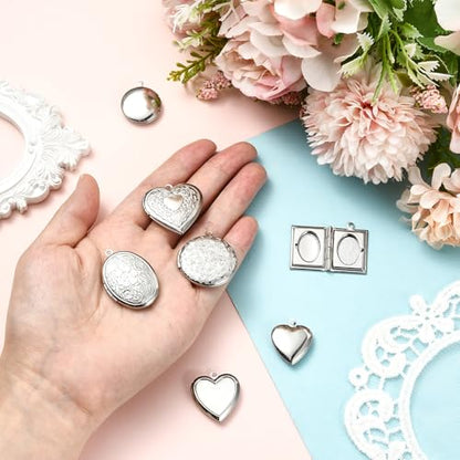 Photo Locket Charms for Jewelry Making Frame Charms Memorial Bracelet Necklace Earring Keychain - color: Silver