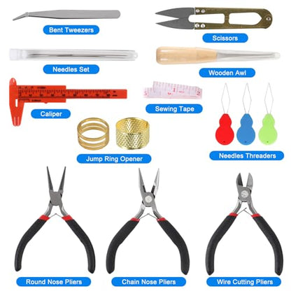 D-FLIFE Jewelry Making Supplies Kit with Jewelry Tools, Jewelry Wires and Jewelry Findings for Jewelry Repair and Beading (23pcs) - color: 23pcs