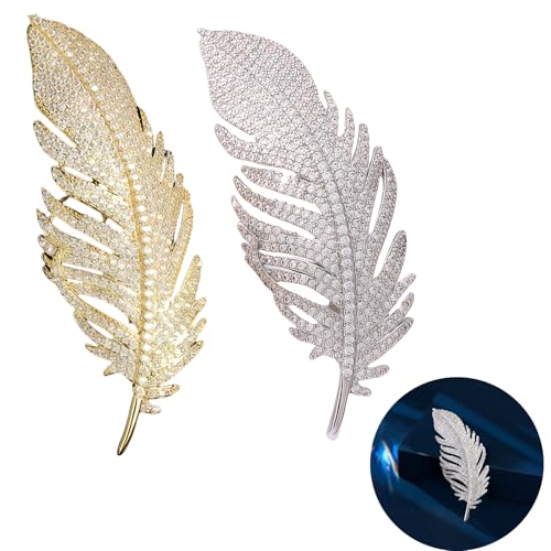 2pcs Rhinestone Brooch Pin for Women Dress Elegant Stylish Crystal Brooches Fashion Accessories Pins Lapel Boutonniere Ideas Wedding Christmas Birthday Jewelry Easter Gift - color: 01 Silver/Gold