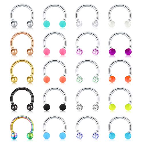 Mayhoop 16G Stainless Steel Horseshoe Nose Septum Rings Piercing Jewelry Cartilage Helix Tragus Earring Hoop Lip Horseshoe Piercing Retainer for Women Men 8mm 10mm