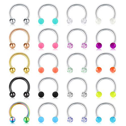 Mayhoop 16G Stainless Steel Horseshoe Nose Septum Rings Piercing Jewelry Cartilage Helix Tragus Earring Hoop Lip Horseshoe Piercing Retainer for Women Men 8mm 10mm