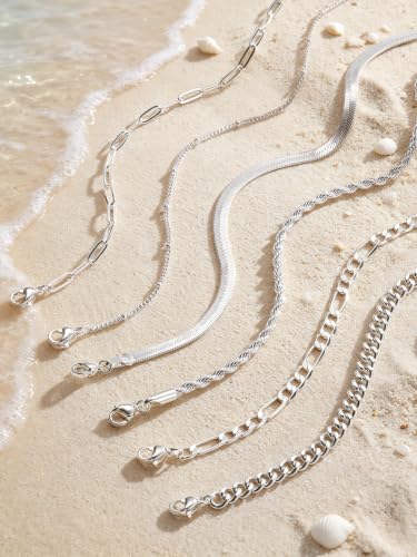 14K Gold/Silver Plated Anklets for Women Layered Anklet Set | Non Tarnish Waterproof Brass Ankle Bracelet, Adjustable Lightweight Dainty Hypoallergenic Chain, Beach Vacation Summer Gift - style: Style8