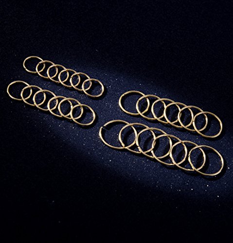 24Pcs 20G 316L Stainless Steel Nose Rings Hoop Tragus Cartilage Helix Piercing Lip Septum Ring 6-12MM Bendable - color: C: 24Pcs Gold
