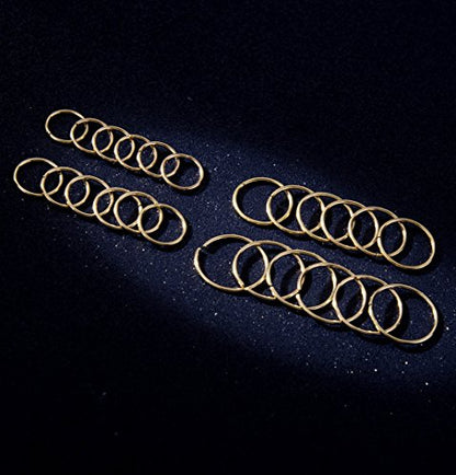 24Pcs 20G 316L Stainless Steel Nose Rings Hoop Tragus Cartilage Helix Piercing Lip Septum Ring 6-12MM Bendable - color: C: 24Pcs Gold