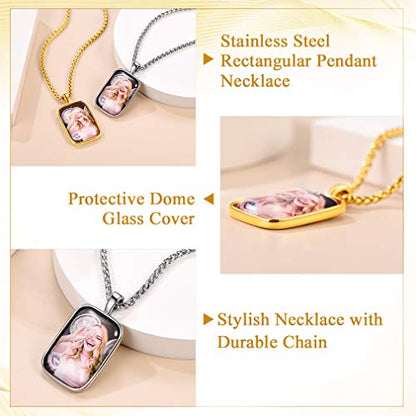 Custom4U Personalized Photo Necklace - Custom Heart/Oval/Round Charm Necklaces with Picture + Chain Adjustable - Stainless Steel/Acrylic Pendant Memorial Jewelry Christmas Gifts for Women - color: C-Gold Color