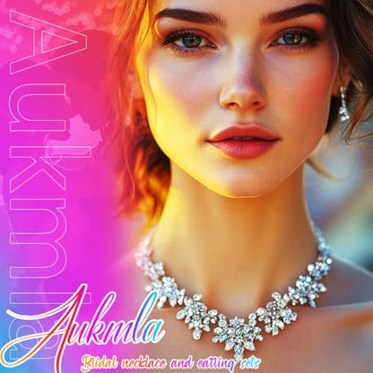 Aukmla Rhinestones Bridal Wedding Jewelry Set Choker Necklaces Earrings Bracelet Sets Prom Jewelry for Women and Brides - color: Gold