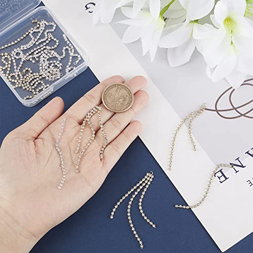 SUNNYCLUE 1 Box 24Pcs 3 Style Chain Earring Findings Drop Earring Charms Dangle Earring Charm Shiny Crystal Brass Tassel Charm for Jewelry Making Accessories Women Adults DIY Earrings Craft Supplies - color: 24pcs 3 Styles Rhinestone Chain Earring Finding