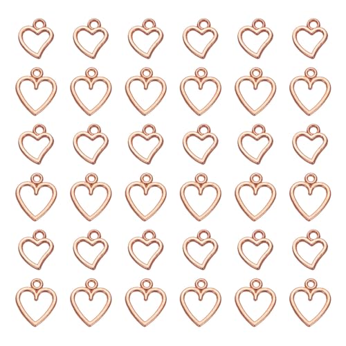 MECCANIXITY Heart Charm, Alloy Love Heart Pendants Valentines Love Dangle Connector Charm Bulk for Jewelry Making Necklace Bracelet Earrings, Cyan - color: Rose Gold
