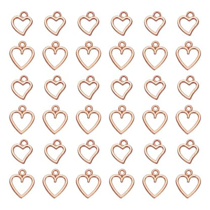 MECCANIXITY Heart Charm, Alloy Love Heart Pendants Valentines Love Dangle Connector Charm Bulk for Jewelry Making Necklace Bracelet Earrings, Cyan - color: Rose Gold