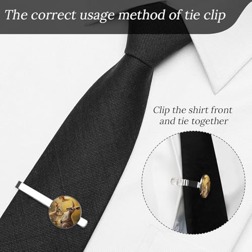 Tie Clip for Men, Tie Bar Cufflinks Set, Copper Necktie Clip And Shirt Cuff Links for Business Wedding Gift - color: Kangaroo Butterfly Garden