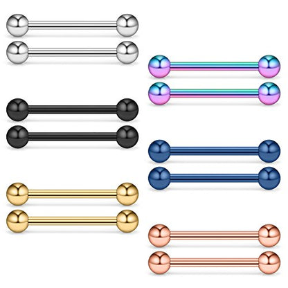 12-24PCS 16G Eyebrow Ear Helix Tragus Cartilage Earring Lip Rings Barbell Body Piercing Jewelry 6mm 8mm 10mm 12mm - style: 12mm