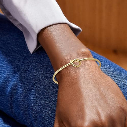 AOZEL Gold Bangle Cuff Bracelets for Women Trendy Chunky Adjustable Twist Love Textured Bracelet Jewelry Gifts - color: Gold Love Knot
