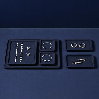 Microfiber Jewelry Trays Stackable Ring Earring Bracelet Necklace Bangle Watch Display Tray Drawer Organizer 7.87 * 7.08 * 0.59inch (Blue - color: Blue, size: 18*20cm Tray