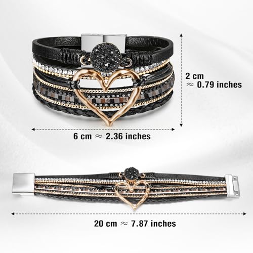 abooxiu Urn Bracelet for Ashes Cremation Jewelry for Ashes Heart Cremation Ash Bracelets Memorial Ash Keepsake Urn Jewelry for Women, Stainless Steel Leather Wrap Stackable Boho Cuff Bangles - style: Engraved