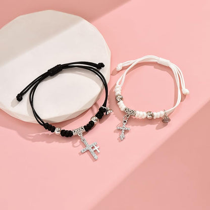Matching Bracelets for Girlfriend Boyfriend, Couples Bracelets for Her Him, Matching Bracelet for Couples, Friendship Bracelets for Best Friends, Christmas Birthday Valentines Gifts for Women Men - style: Cross