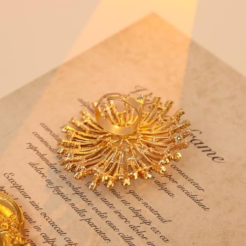 Elegant Big Crystal Ring for Women Gold Stacking Pearl Rhinestone Flower Rings Open Finger Adjustable Crystal Statement Ring Jewelry for Bridal Wedding - color: Crystal 5