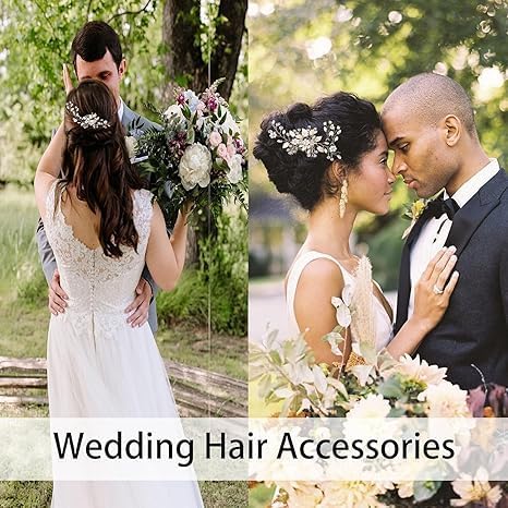 4 Pcs Bridal Gold Leaf Hair Pins, Wedding Hair Comb Accessories with Rhinestone Pearl Bridal Headpiece Jewelry for Brides Bridesmaids Women Girls Updo (Gold Leaf) - color: Gold-Leaf