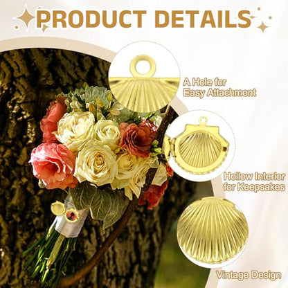MECCANIXITY Custom Photo Locket Charm, Copper Retro Picture Locket Pendants for DIY Memorial KeyChains Necklace Bracelet Jewelry Making - color: Dark Copper, style: Seashell