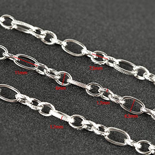 UMAOKANG Silver Stainless Steel Embossed Cable Chains for Jewelry Making | 16.4 Feet Thick Oval Link Chains Bulk Heavy Men Hip-pop Necklace DIY Chain with Jump Rings Lobster Clasps - color: Silver Embossed Rolo