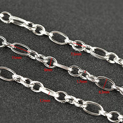 UMAOKANG Silver Stainless Steel Embossed Cable Chains for Jewelry Making | 16.4 Feet Thick Oval Link Chains Bulk Heavy Men Hip-pop Necklace DIY Chain with Jump Rings Lobster Clasps - color: Silver Embossed Rolo