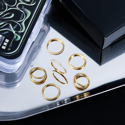 14G 16G 18G Surgical Steel Nose Septum Rings Hoops - Stainless Steel Segment Nose Rings Hoop Helix Cartilage Clicker Daith Tragus Sleeper Hoop Earrings for Women Men 6mm 8mm 10mm 12mm - color: Gold Plated 6PCS, size: 18g 8mm
