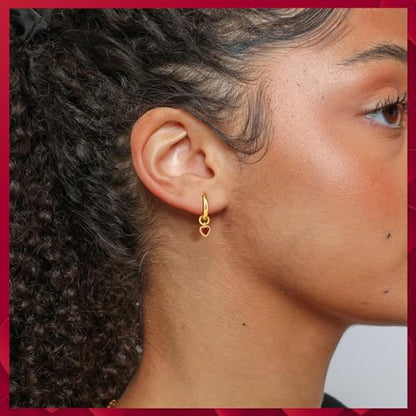 Freekiss Gold Huggie Earrings with 3 Charms for Women | 14K gold-plated huggie hoops with cherry, bow, and pearl charms for interchangeable daily styling, parties, and gifts - color: Heart Bow Spearhead-GD
