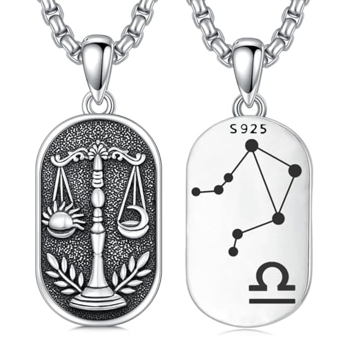 SIMONLY Zodiac Necklace 925 Sterling Silver Constellation Necklace Zodiac Sign Necklaces Horoscope Jewelry Christmas Birthday Astrology Gifts for Women Men Unisex - style: Libra