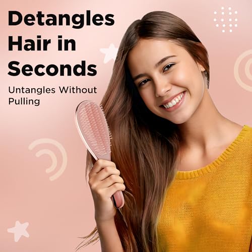 Lily England Hair Brush Set for Girls with Comb, Claw Clip & Stickers