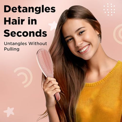 Lily England Hair Brush Set for Girls with Comb, Claw Clip & Stickers