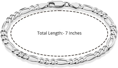 LeCalla Solid 925 Sterling Silver Figaro Link Chain Bracelet | Italian Diamond-Cut Figaro Chain Bracelet for Women Men (7, 7.5, 8, 8.5, 9 Inches) - color: 5 MM, size: Length 7 IN (Women Small & Men X-Small)