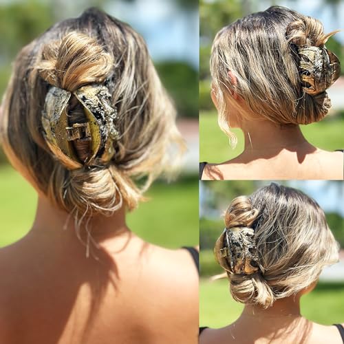 Camila Paris CP3725 French Octopus Hair Clip, 3.25" Large Claw Clips for Thick Hair, Girl Octopus Claw Clip for Women, Strong No-Slip Grip, Wide Jaw Clips for Women, Made in France - color: Black/Gold 3.5"