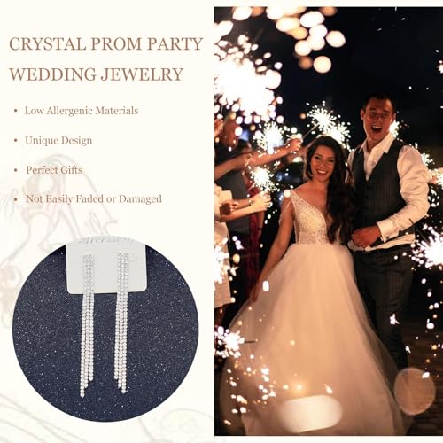 Rhinestone Earrings Prom Earrings for Women Sparkly Long Tassel Chandelier Drop Statement Earring Jewerly Gifts Wedding Party Prom Dresses Accessories - color: D1:silver