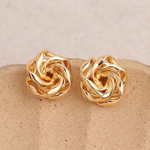 Jean Beau Chunky Gold Stud Earrings for Women Trendy Gold Plated Dangle Drop Prom Birthday Fashion Office Jewelry Gift - color: Rose