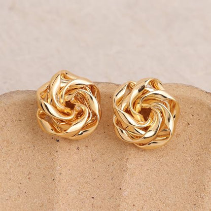 Jean Beau Chunky Gold Stud Earrings for Women Trendy Gold Plated Dangle Drop Prom Birthday Fashion Office Jewelry Gift - color: Rose