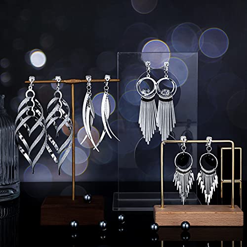 Hicarer 12 Pairs Clip on Earrings Dangle Drop Dangle Earrings Set Bohemian Tassel Pendant Plated Ear Non Piercing for Women Jewelry Gifts Wedding Party - color: Silver