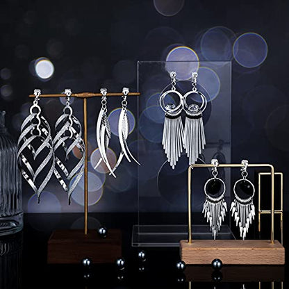 Hicarer 12 Pairs Clip on Earrings Dangle Drop Dangle Earrings Set Bohemian Tassel Pendant Plated Ear Non Piercing for Women Jewelry Gifts Wedding Party - color: Silver