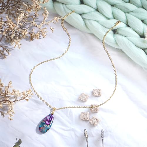 Suyi Stone Necklace for Women Teardrop Colorful Pendant Necklaces - color: Blue Gold 2