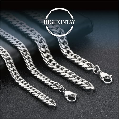 Cuban Link Chain Necklace for Men Women, 316L Stainless Steel Miami Curb Chain, 6mm/8mm Width, 18/20/22/24 Inch, Tarnish Resistant Hip Hop Jewelry with Gift Box
