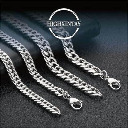 Cuban Link Chain Necklace for Men Women, 316L Stainless Steel Miami Curb Chain, 6mm/8mm Width, 18/20/22/24 Inch, Tarnish Resistant Hip Hop Jewelry with Gift Box