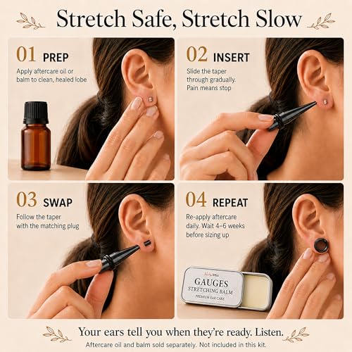 BodyJ4You 36PC Ear Stretching Kit - Complete Beginner Set 14G-00G | Gauges for Ears Stainless Steel Tapers Single Flare Plugs Tunnels - Dead Stretching Lobe Men Women Expander - color: Black, Screw Fit