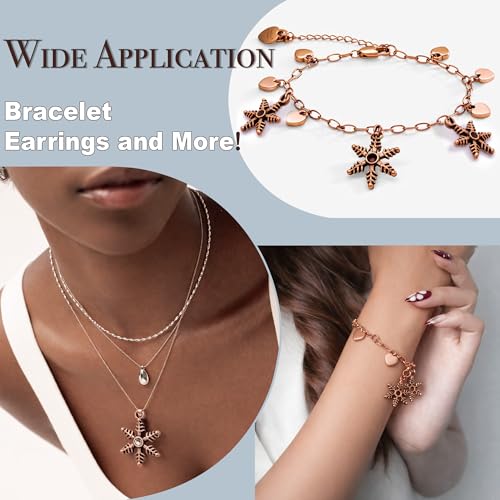 Heather's cf Star Charms for Jewelry Making Silver Tibetan Star Moon Snowflake Pendants Non Tarnish Metal Earring Charm for Bracelets Necklaces Earrings DIY Jewelry Making Supplies - color: Copper Snowflake - 110Pcs