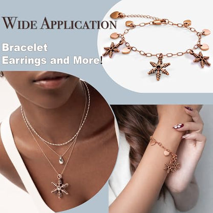 Heather's cf Star Charms for Jewelry Making Silver Tibetan Star Moon Snowflake Pendants Non Tarnish Metal Earring Charm for Bracelets Necklaces Earrings DIY Jewelry Making Supplies - color: Copper Snowflake - 110Pcs