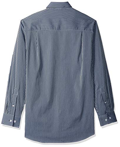 Nick Graham Mens Stretch Modern Fit Stripe Dress Shirt and Dot Grid Tie Set - color: Navy/Grey, size: Small