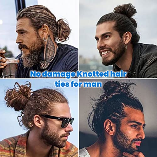 79style 100pcs Hair Ties For Men Bun Fabric Elastic Ribbon Hair Ties Ponytail Holders Mens Hair Bands Knotted Knot Hair Tie Men Guys Hair Accessories (10 Colors)