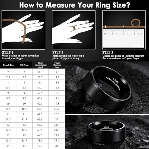 Romass 4Pcs Stainless Steel Rings for Men Women,Wedding Band Rings Bible Verse Silver/Black/Gold/Rose Gold 8MM Matte Surface,Beveled Polished Edge Mens Ring Gifts Jewelry Box 7-14 Inches