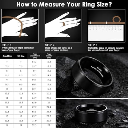 Romass 4Pcs Stainless Steel Rings for Men Women,Wedding Band Rings Bible Verse Silver/Black/Gold/Rose Gold 8MM Matte Surface,Beveled Polished Edge Mens Ring Gifts Jewelry Box 7-14 Inches