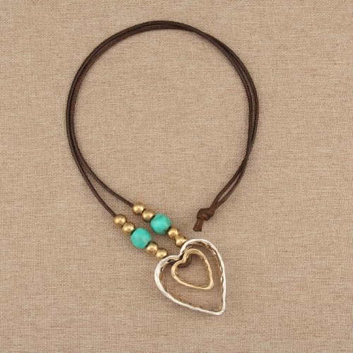 Boho Necklaces for Women Chunky Circle Necklace Bohemian Necklaces | Chunky Boho Necklace for Women Layered Boho Circle Leather Choker Necklace Long Vintage Necklaces Bohemian Jewlery Gifts - style: Large Pendant Necklace Women
