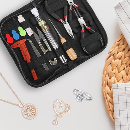 D-FLIFE Jewelry Making Supplies Kit with Jewelry Tools, Jewelry Wires and Jewelry Findings for Jewelry Repair and Beading (23pcs) - color: 23pcs